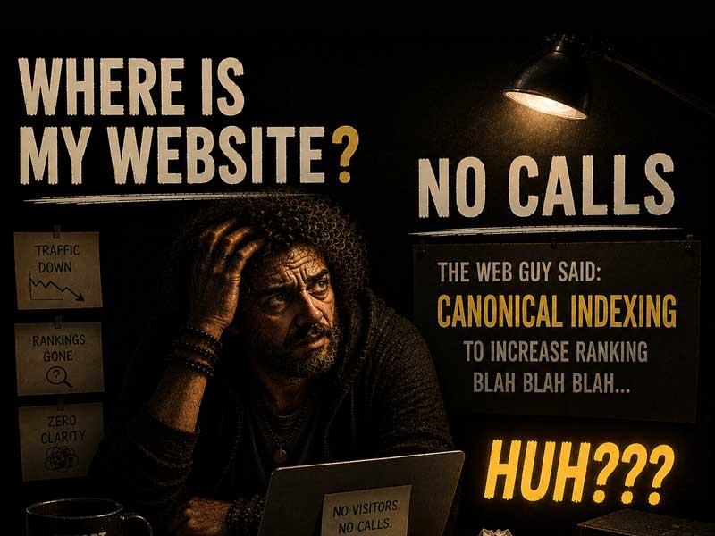 Where is my website, no calls, Needs local SEO, NH Windfall Design, SEO work company for Maine and NH